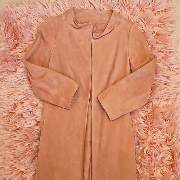Express Design Studio Genuine Suede Leather 3/4 Sleeve Coat. PINK Size 2. - Picture 8 of 9